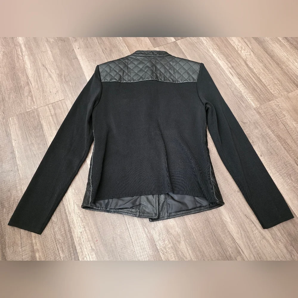 PETER NYGARD Black Quilted LEATHER JACKET Designer Whimsigoth Quiet Luxury Y2K - Picture 6 of 14